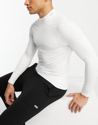 ASOS 4505 training long sleeve base layer with mock neck in white