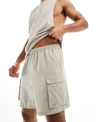 ASOS 4505 Training Shorts with cargo pockets in stone-Neutral