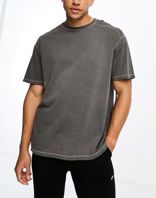 ASOS 4505 training t-shirt with quick dry in oversized fit and pigment wash gray-Black