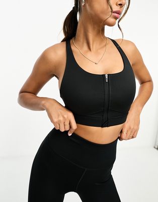 ASOS 4505 zip front high impact sports bra in black