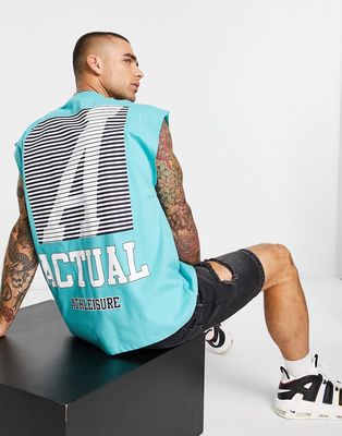 ASOS Actual oversized tank top with actual athleisure graphic print in green