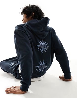 ASOS Dark Future oversized hoodie with spine print in navy - part of a set
