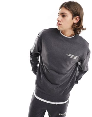 ASOS DARK FUTURE oversized sweatshirt with front and back print in dark gray heather