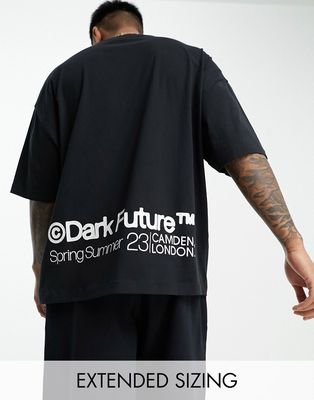 ASOS Dark Future oversized t-shirt with logo back print in black - part of a set