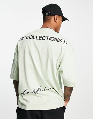 ASOS Dark Future oversized t-shirt with logo back prints in mint green