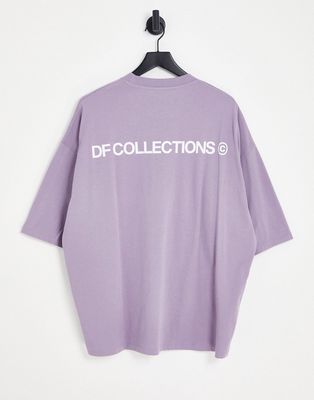 ASOS Dark Future oversized t-shirt with logo prints in purple