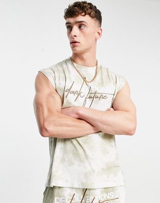 ASOS Dark Future oversized tank in washed brown with logo embroidery