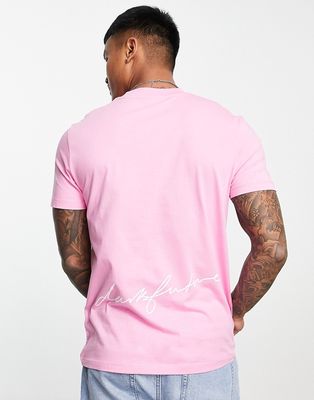 ASOS Dark Future short sleeved t-shirt with logo back print in pink
