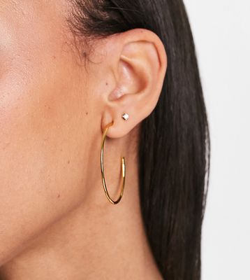 ASOS DESIGN 14k gold plated 35mm hoop earrings in skinny minimal design in gold tone