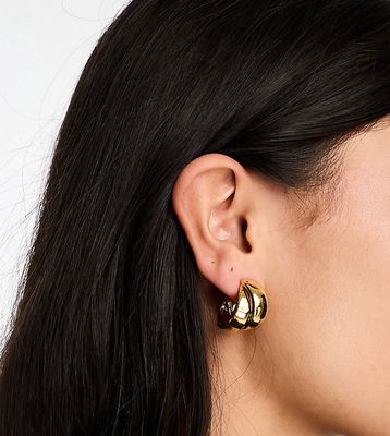 ASOS DESIGN 14k gold plated small hoop earrings with thick crossover design