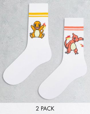 ASOS DESIGN 2 pack Charmander Pokemon socks-Multi