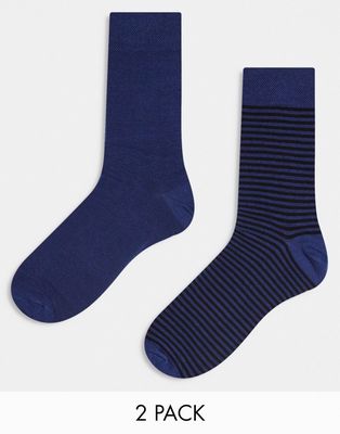 ASOS DESIGN 2-pack smart socks in navy stripe and plain
