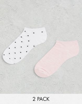ASOS DESIGN 2 pack sneaker socks with polka dot in multi