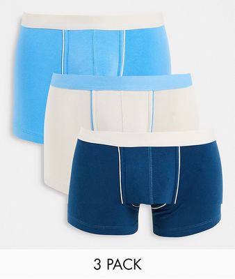 ASOS DESIGN 3-pack short trunks with piping detail-Multi
