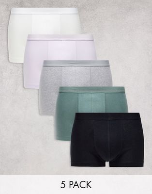 ASOS DESIGN 5 pack jersey trunks in multiple colors