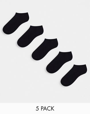 ASOS DESIGN 5 pack sneaker socks in black save