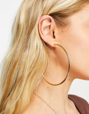 ASOS DESIGN 80mm hoop earrings in skinny twisted design in gold tone