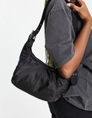 ASOS DESIGN 90s nylon utility shoulder bag in black