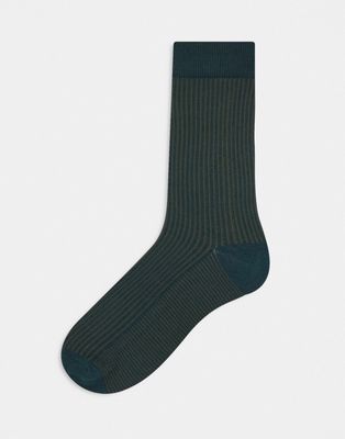 ASOS DESIGN ankle socks in two-tone rib in green