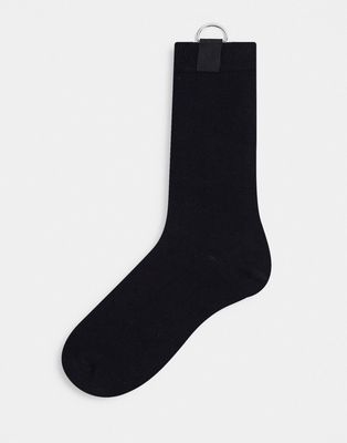 ASOS DESIGN ankle socks with metal D-ring detail in black