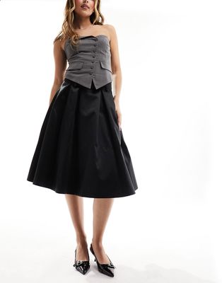 ASOS DESIGN awkward length bonded prom skirt in black