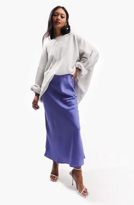 ASOS DESIGN Bias Cut Satin Skirt in Medium Blue