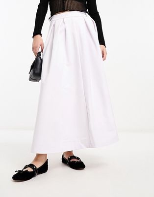 ASOS DESIGN bonded prom midi skirt in white