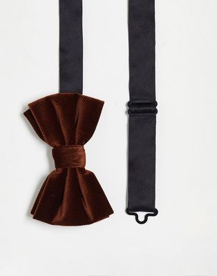 ASOS DESIGN bow tie in dark brown cord