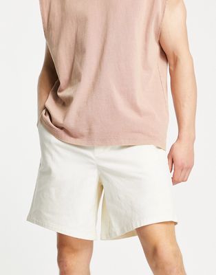 ASOS DESIGN boxy chino shorts in off white