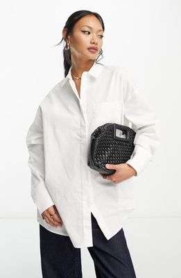 ASOS DESIGN Boyfriend Poplin Button-Up Shirt in White
