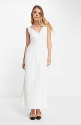 ASOS DESIGN Broderie Maxi Dress in White