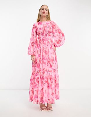 ASOS DESIGN channel waist maxi dress in floral print-Multi