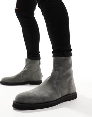 ASOS DESIGN chelsea boot in gray suede with crepe sole