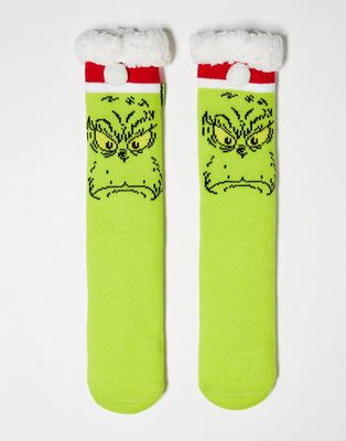 ASOS DESIGN christmas grinch slipper socks in green