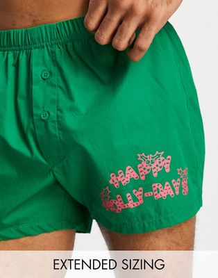 ASOS DESIGN christmas woven boxers with placement print-Multi