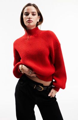 ASOS DESIGN Chunky Rib Turtleneck Sweater in Red