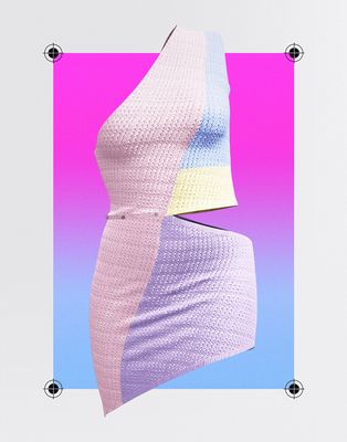 ASOS DESIGN Circular Design cotton 2 in 1 button beach dress in color block - part of a set-Multi