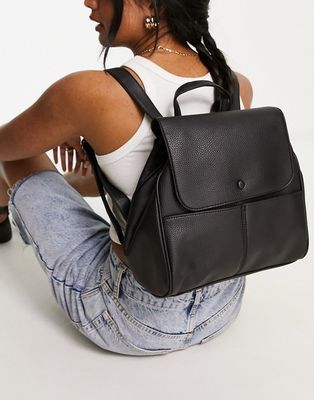 ASOS DESIGN clean backpack with front pockets in black