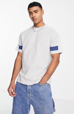 ASOS DESIGN Colorblock Cotton T-Shirt in Grey