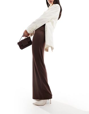 ASOS DESIGN column maxi skirt in chocolate-Brown