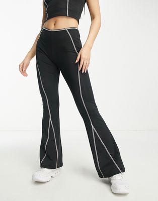 ASOS DESIGN contrast top stitch kick flare in black - part of a set