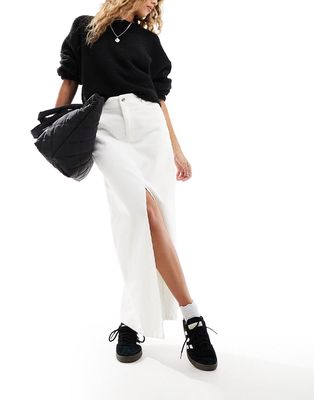ASOS DESIGN cord maxi skirt in white