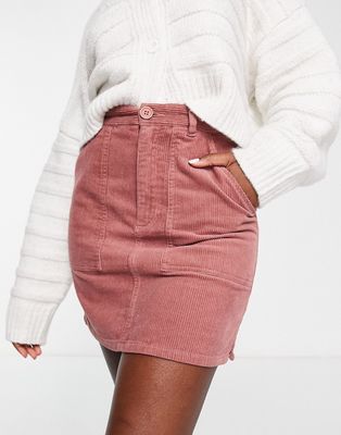 ASOS DESIGN cord patch pocket mini skirt in pink