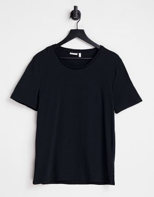 ASOS DESIGN cotton blend t-shirt with scoop neck-Black