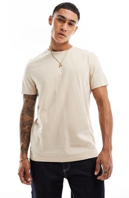 ASOS DESIGN Crewneck T-Shirt in Light Brown