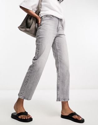 ASOS DESIGN cropped easy straight jeans in gray