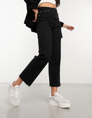 ASOS DESIGN cropped easy straight leg jeans in black