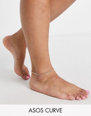ASOS DESIGN Curve anklet with textured chain design in gold tone