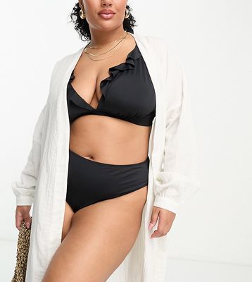 ASOS DESIGN Curve bell sleeve beach kimono in white gauze