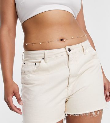 ASOS DESIGN Curve belly chain with pearl in gold tone
